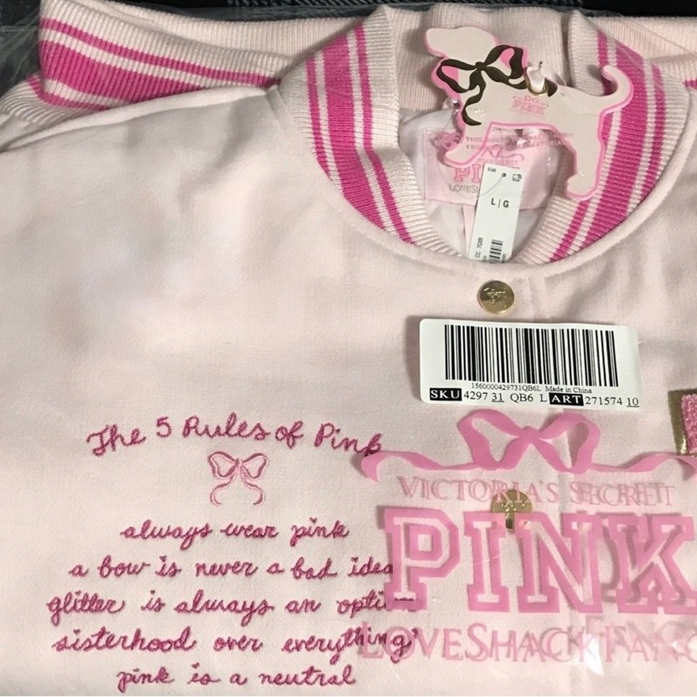 PINK Victoria's Secret x LoveShackFancy Varsity Jacket - Picture 3 of 7